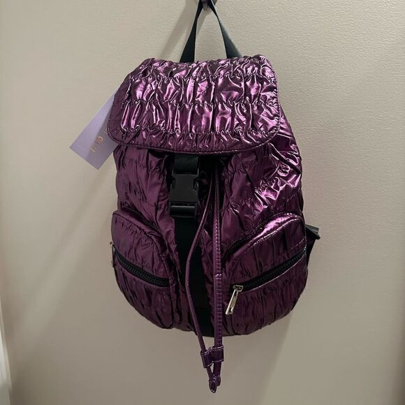 Madden Girl purple parachute, ruched backpack. - Picture 3 of 9